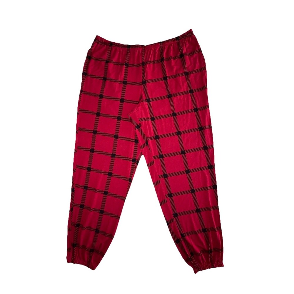 Soma Red & Black Plaid Sleep Pants Pajama Bottoms Cool Nights Size Large Joggers
